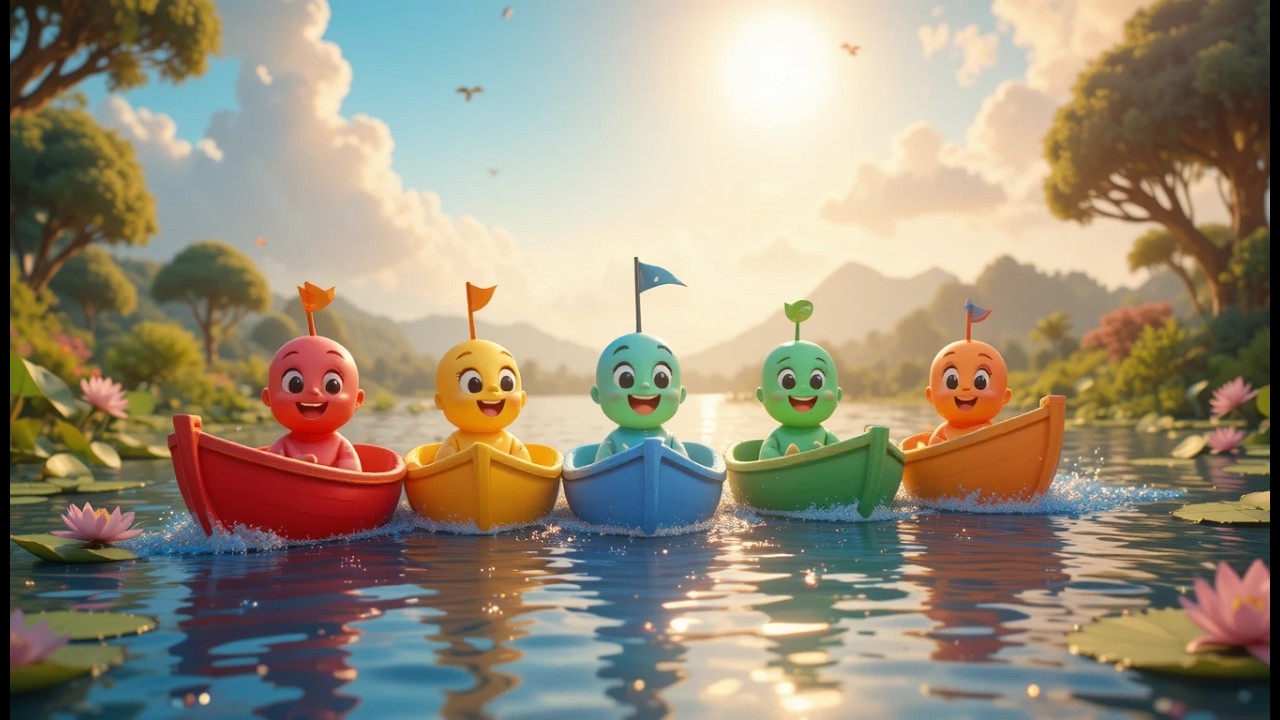 Vijf Kleine Speelgoedbootjes Varen | Boot Liedje & Waterplezier voor Kinderen