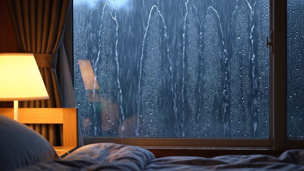 Rainy Night Bedroom Window for Sleeping