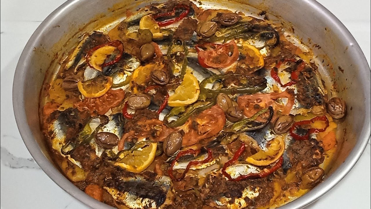 اروع طاوة سمك السردين بالخضر في الفرن بشرمولة لذيذة متشبعوش منه 👌