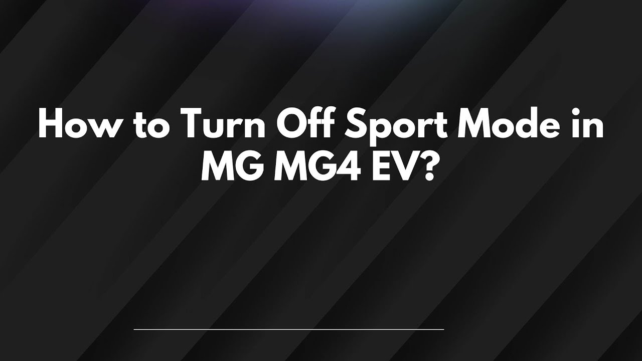 Как отключить спортивный режим в MG MG4 EV?