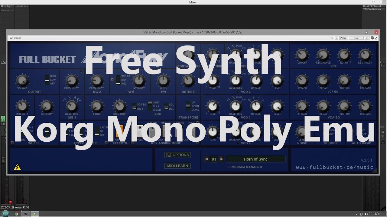Free Synth - Full Bucket Music Mono/Fury Vst  -  No Talking