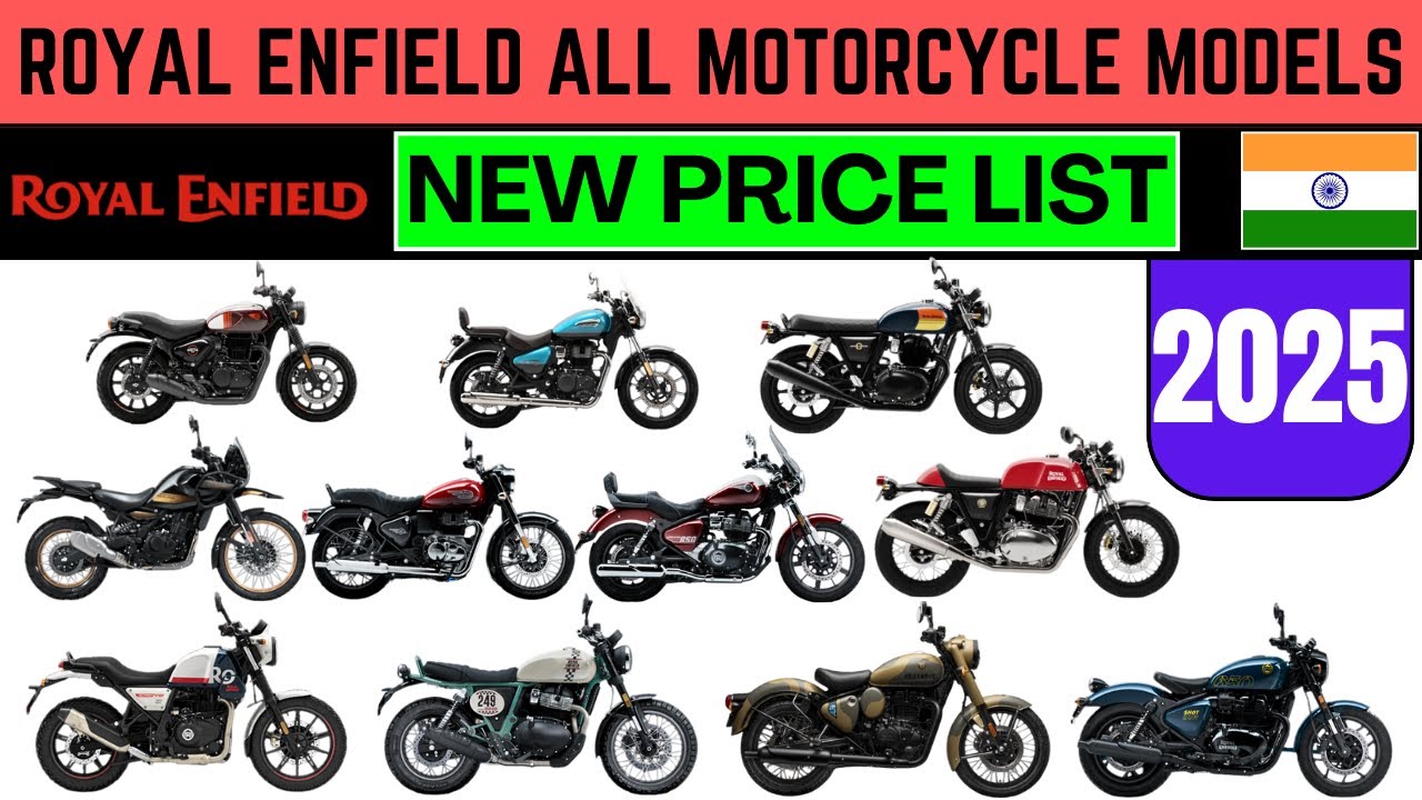 Royal Enfield All Motorcycle Price List 2025 in India | Scram 440, Goan Classic 350, Bear 650, etc