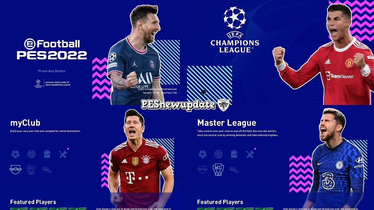PES 2022 Menu Mod UCL V2 for PES 2021 by PESNewupdate