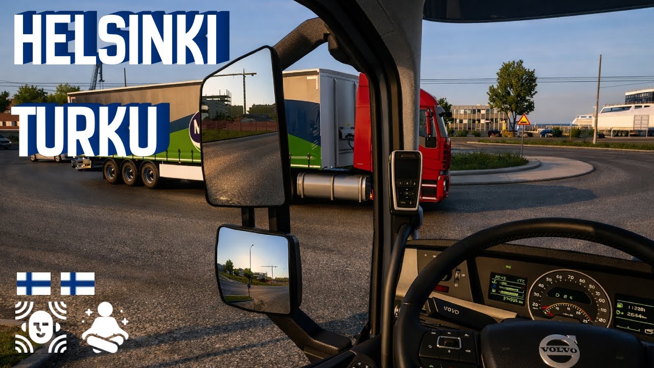 Daytime Truck Driving | Traffic, Engine Sounds | Drive from Helsinki to Turku