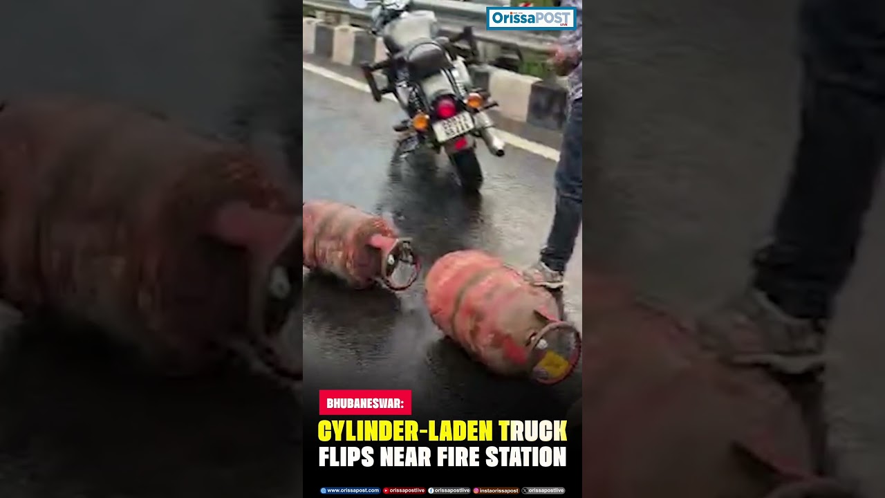 Cylinder-Laden Truck Flips Near Fire Station In Bhubaneswar