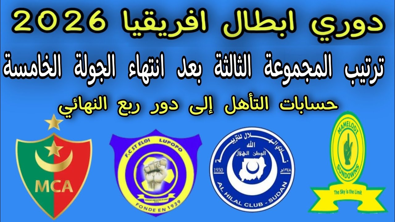 دوري ابطال افريقيا 2026 ترتيب المجموعة الثالثة بعد انتهاء الجولة الخامسة وحسابات التأهل 