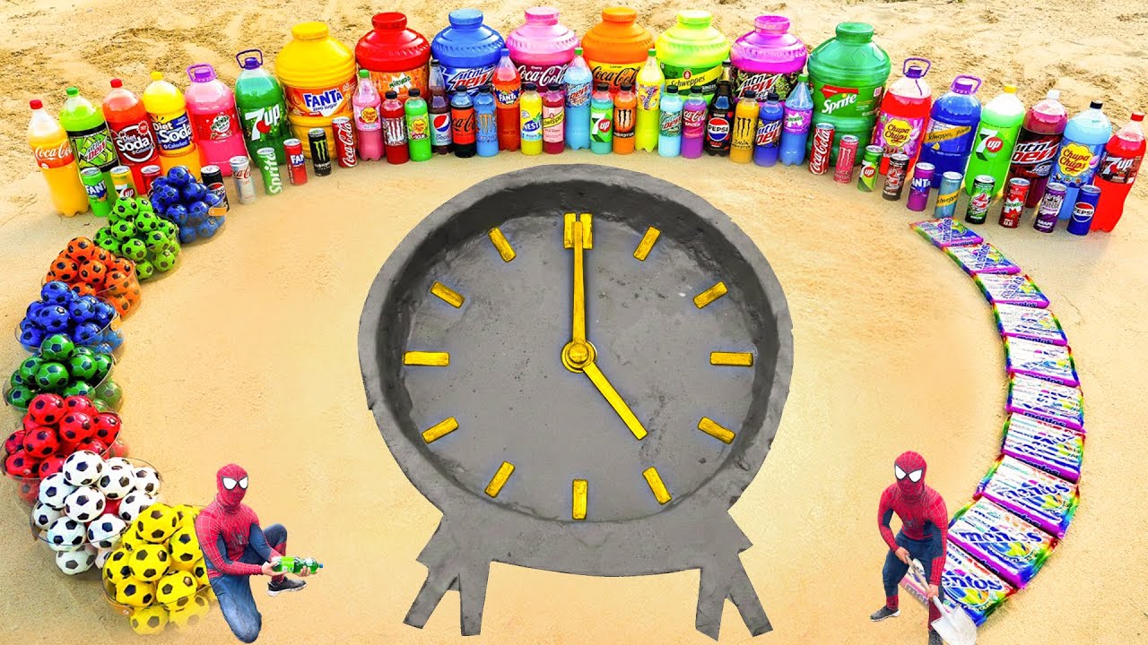 How to make Clock pit with Cement, Giant 7up, Big Coca Cola, Fanta, Mtn Dew, Mentos & Other Sodas