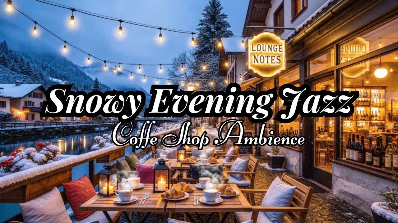 Snowy Evening Jazz ❄️ Cozy Coffee Ambience & Soft Piano Instrumental for Sleep, Chill & Relax
