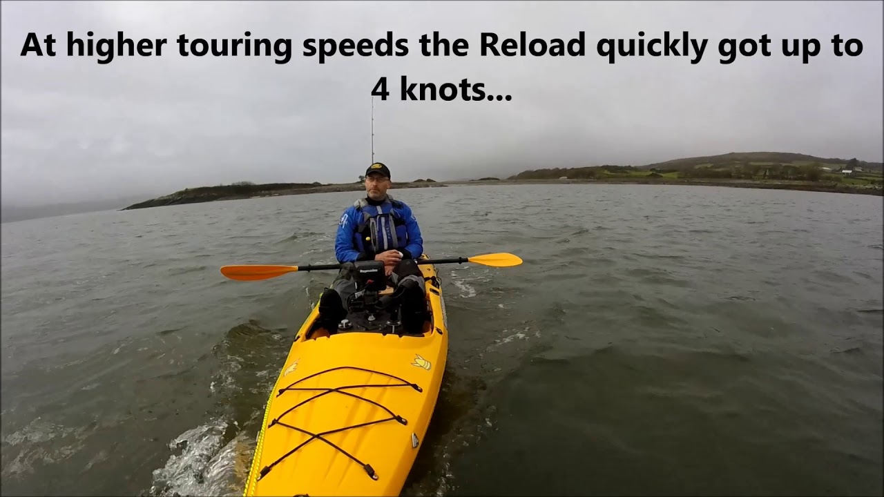 Darrens Kayaks Bixpy Jet rudder mount water trials on Viking Reload