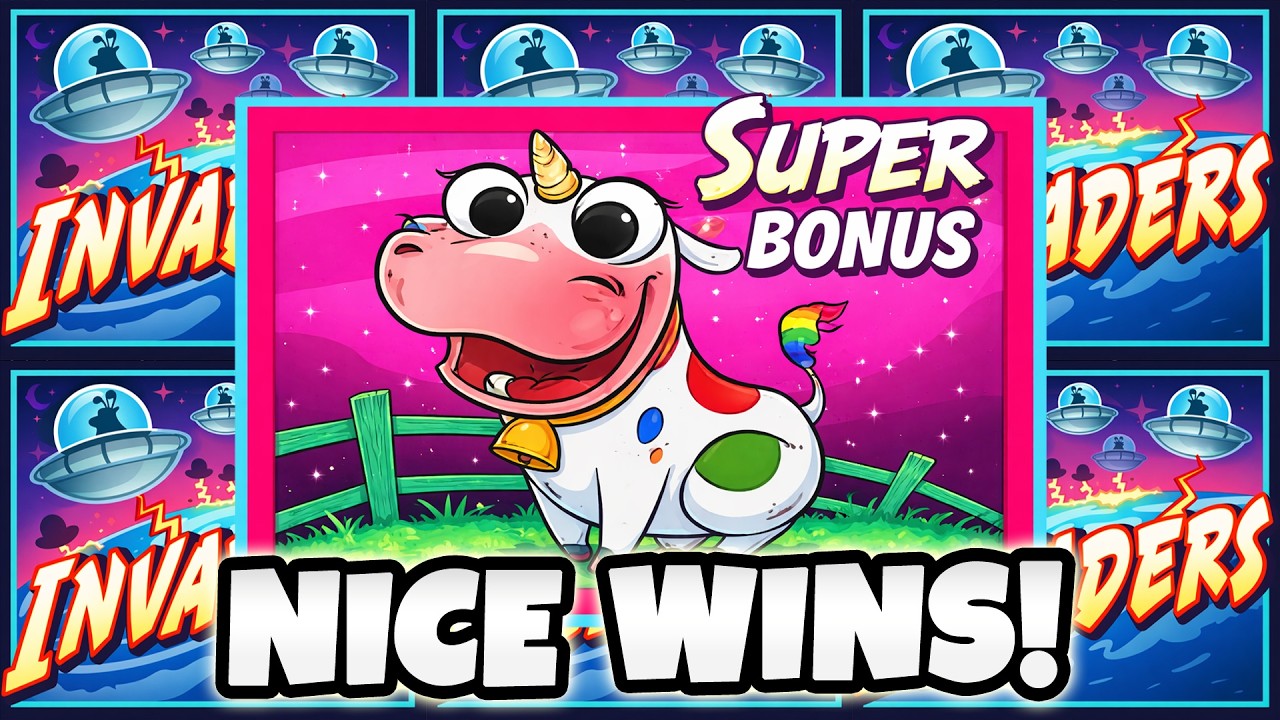 Invaders Attack AGAIN from the Planet Moolah! All 3 Bonuses! Nice Wins and a Super Feature!