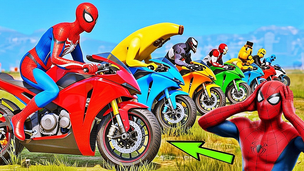HOMEM ARANHA e AMIGOS SALTO COM MOTO! DESAFIO SHARK TRAP COM SPIDERMAN!