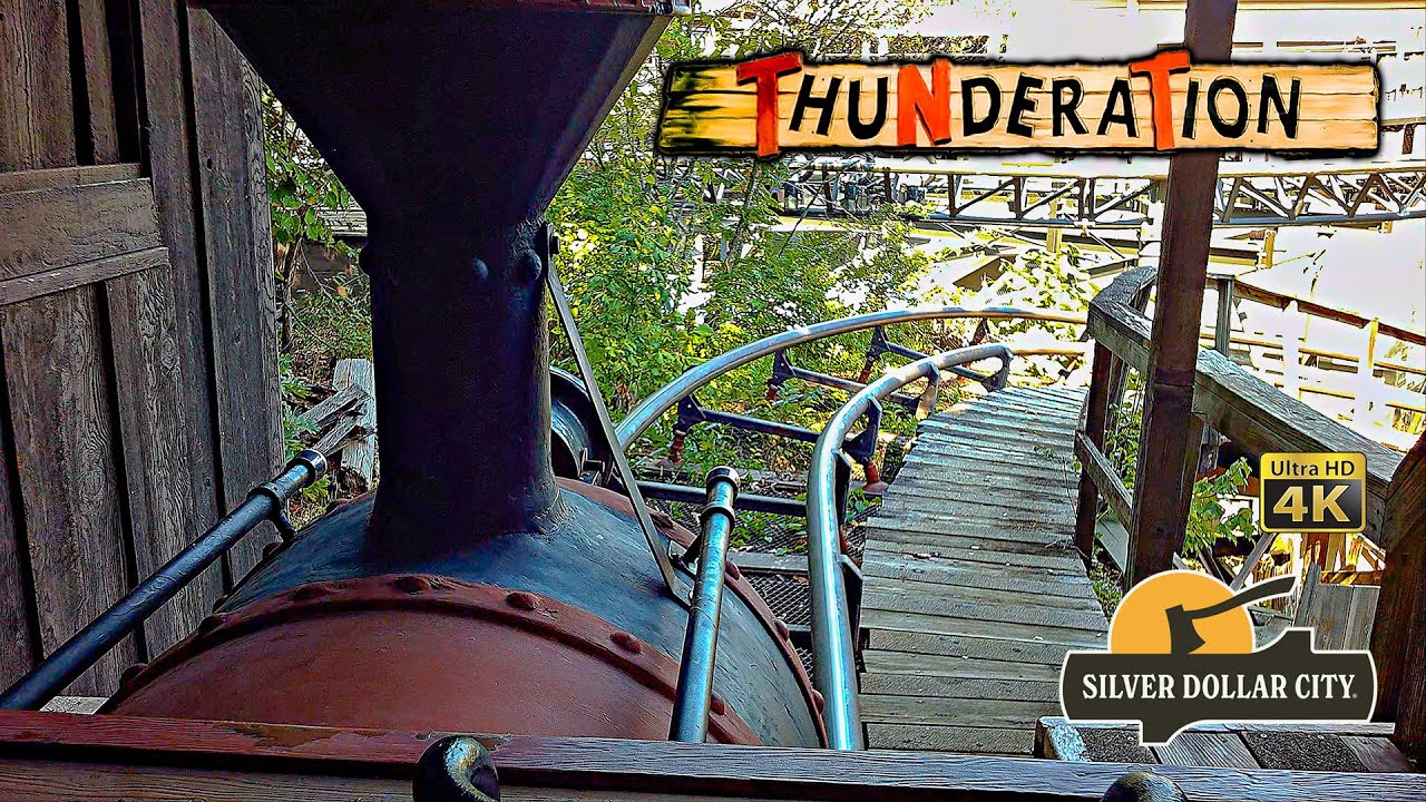2024 Thunderation Roller Coaster On Ride Front Seat 4K POV Silver Dollar City
