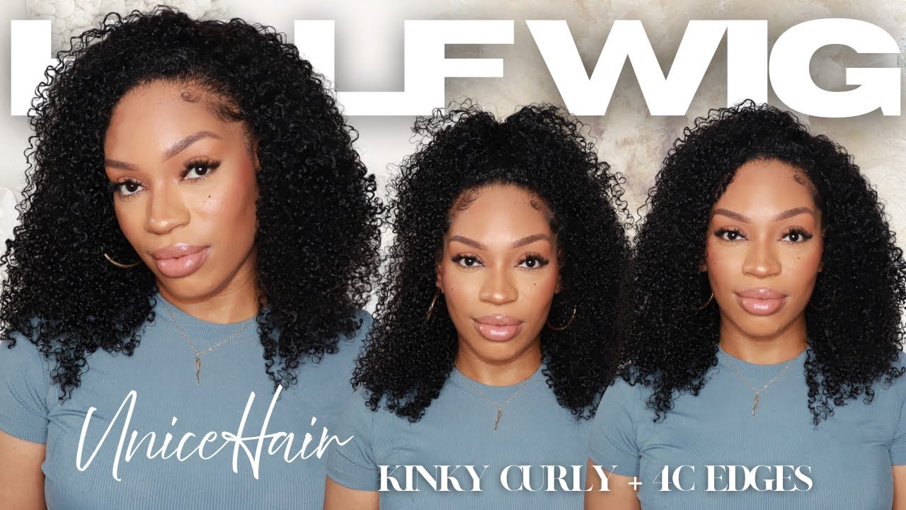 Super Natural 😍 Kinky Curly Half Wig + 4C Edges | Amazon UNICE Hair