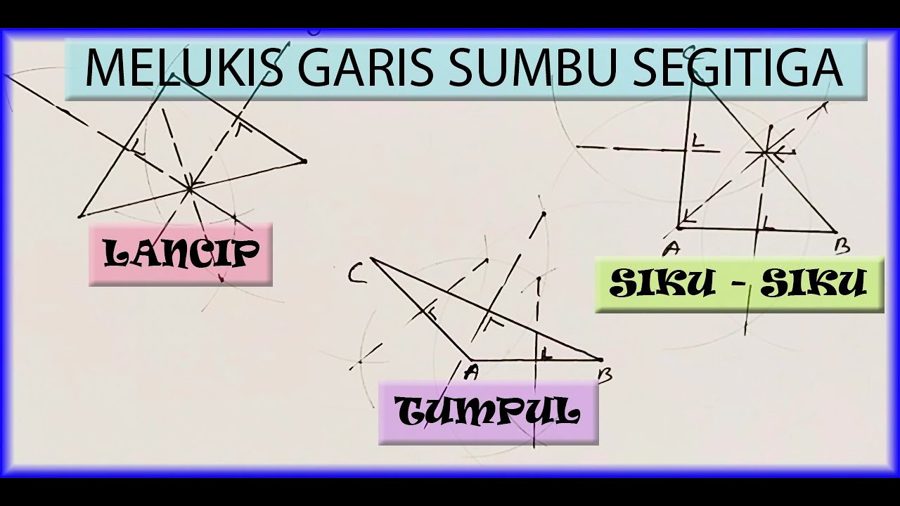 MELUKIS GARIS SUMBU PADA SEGITIGA ( LANCIP, SIKU-SIKU, TUMPUL PADA SEMUA SISI ) #PART2