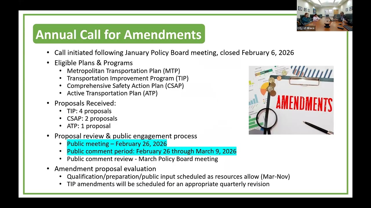 Public Informational Meeting - Feb 26, 2026: Call for Amendments
