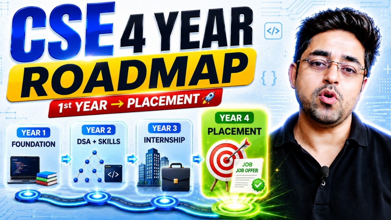 BTech CSE Roadmap 🚀 | 1st Year to Final Year Complete Guide