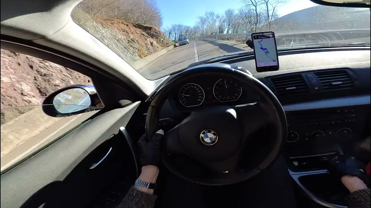 BMW 130i E87 N52B30 engine - Spirited mountain POV drive near Bergamo Italy