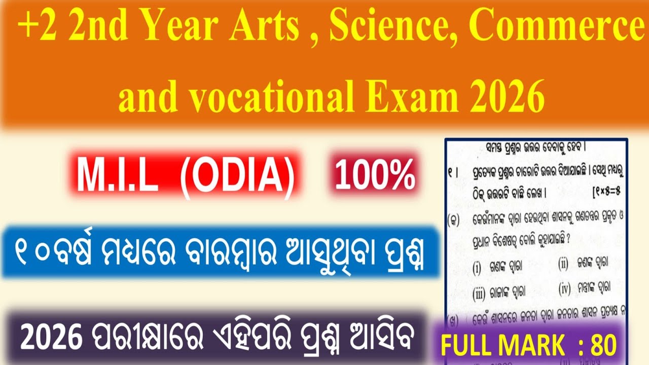 +2 2nd Year Board Exam 2026 || +2 2nd Year MIL || +2 Final Exam Selection Question