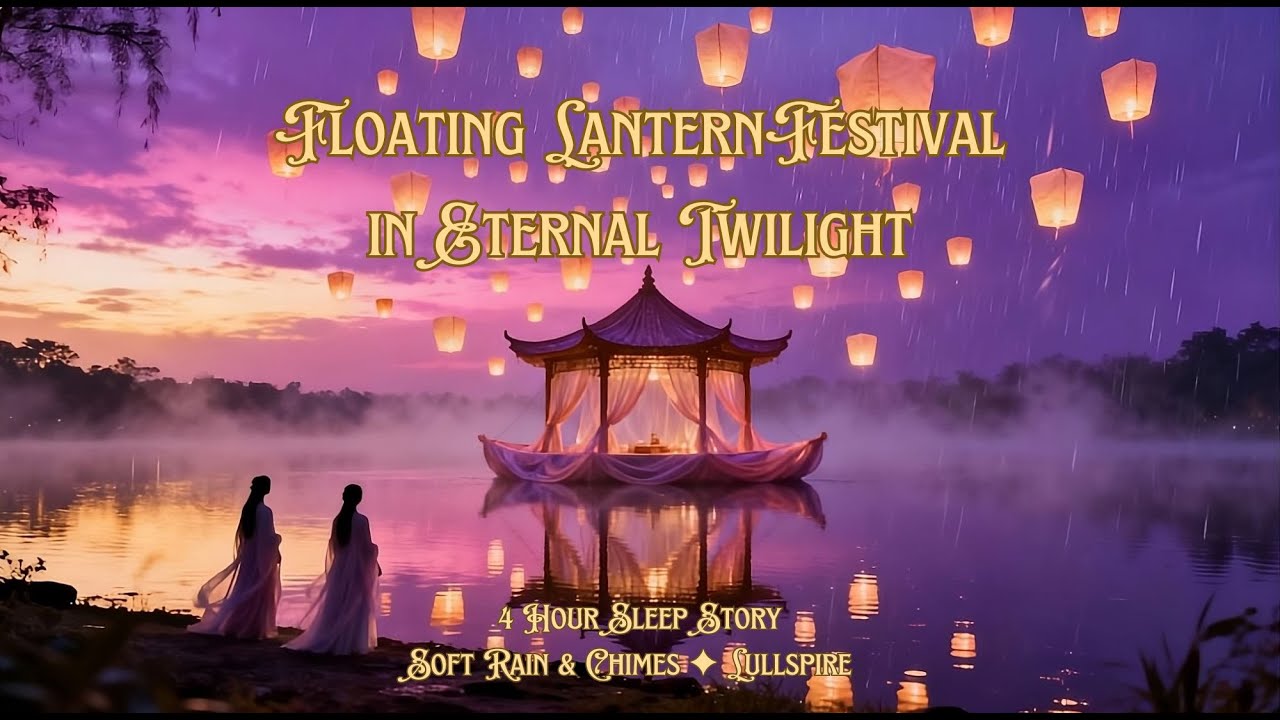 Floating Lantern Festival in Eternal Twilight  Soft Rain & Chimes  4 Hour Sleep Story ✦ Lullspire