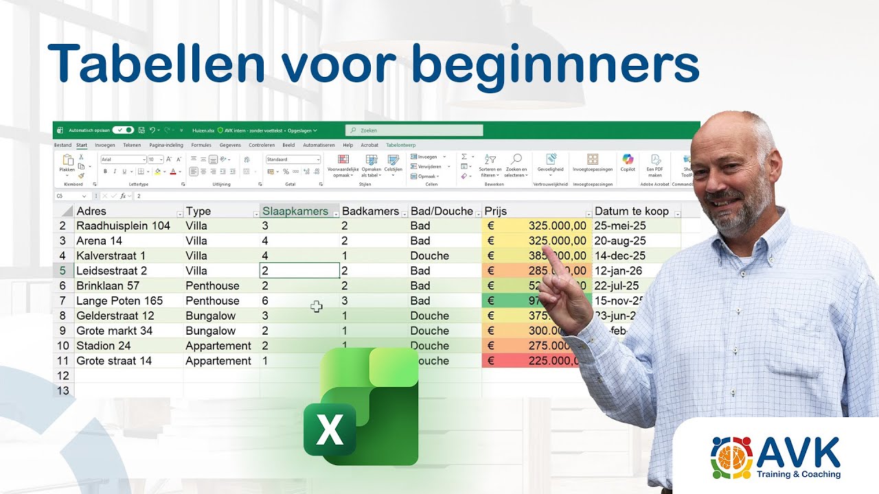 Training Excel: Tabel maken, Filteren & Sorteren, Voorwaardelijke opmaak