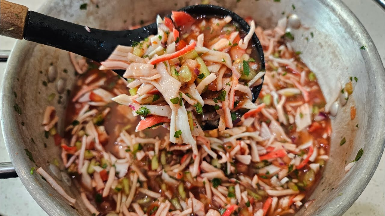 Mexican Imitation Crab Salad (Jaiva) In Clamato Juice