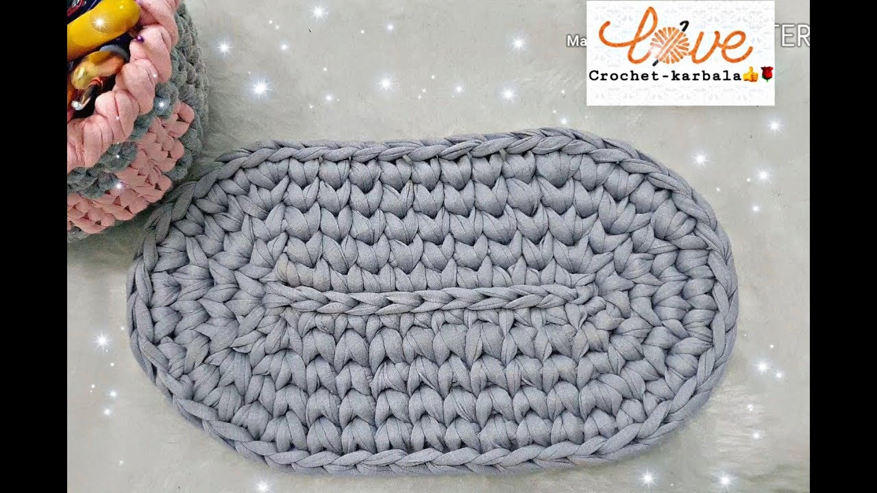 قاعدةشنطة كروشيه بيضوية بخيط الكليم او التيشيرت سهلةجدا للمبتدئين بغرزة السنبله crochet