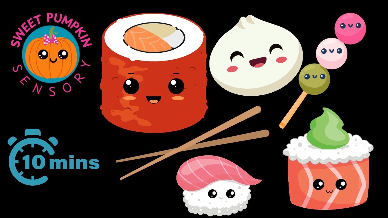 BABY SENSORY Sushi Fun! Cute Sushi HIGH CONTRAST VIDEO FOR BABIES! #highcontrast #babysensory