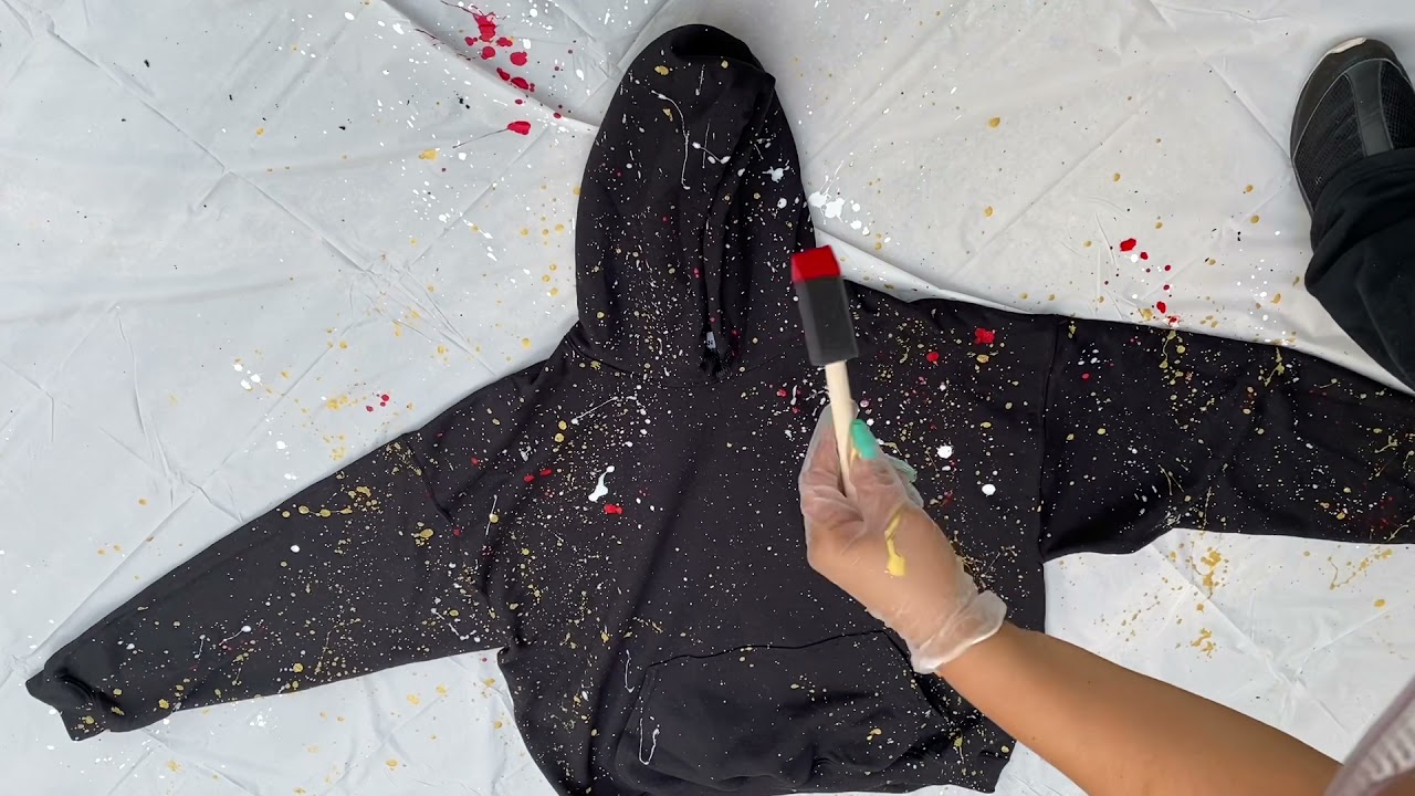 Paint splatter hoodie using acrylic paints
