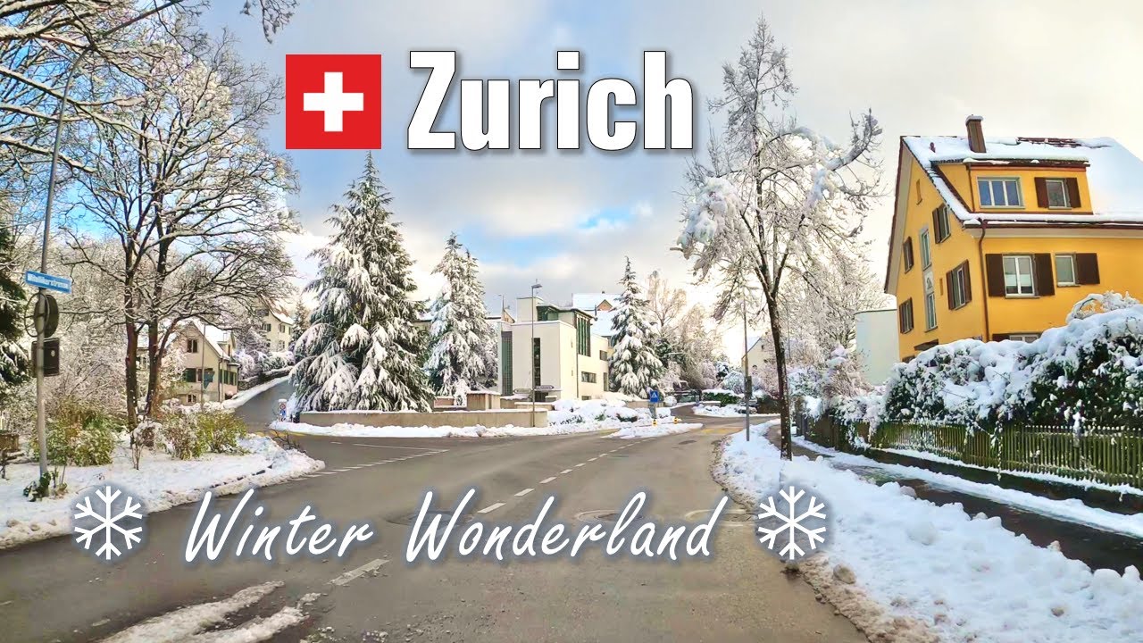 Зимняя страна чудес Цюрих ❄ Снег в городе • Зима в Швейцарии 🇨🇭 [4K]