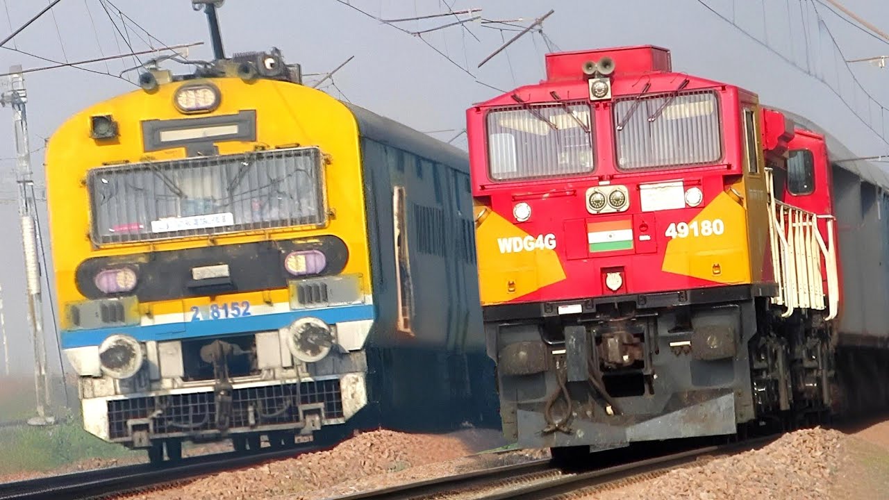 Goods Trains + MEMU DEMU Trains | Powerful Diesel WDG4G + Multi Colored MEMU + Crossing |Train Video