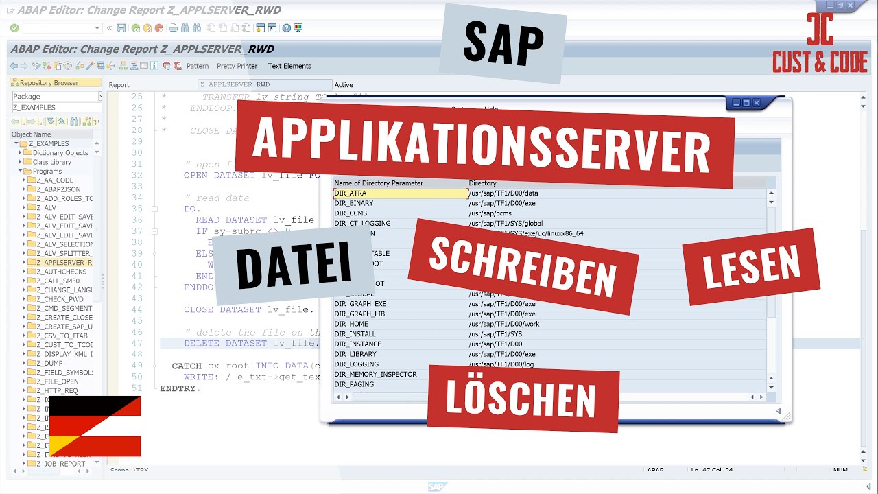 SAP Applikationsserver - Datei Schreiben - Lesen - L&ouml;schen [deutsch]
