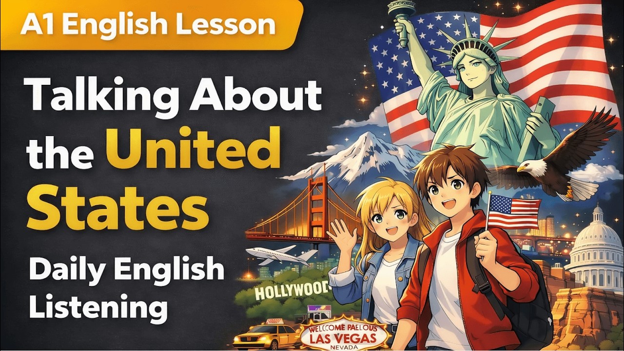 A1 ENGLISH LESSON: Talking About the United States | Daily English Listening.