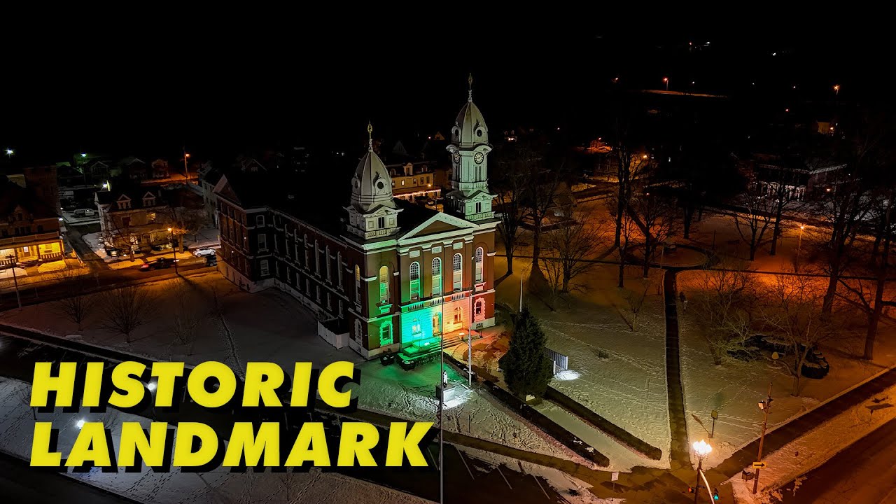 The Historic Heart of Franklin, Pennsylvania: The Venango County Courthouse at Night