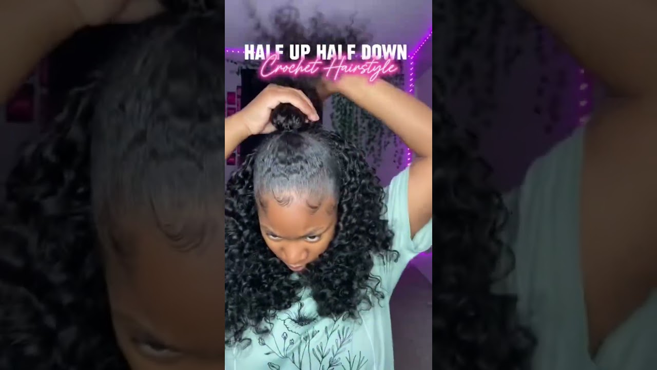 Half up half down hairstyle with ​@LockBraids Human crochet hair✨#crochetbraids #hairstyles