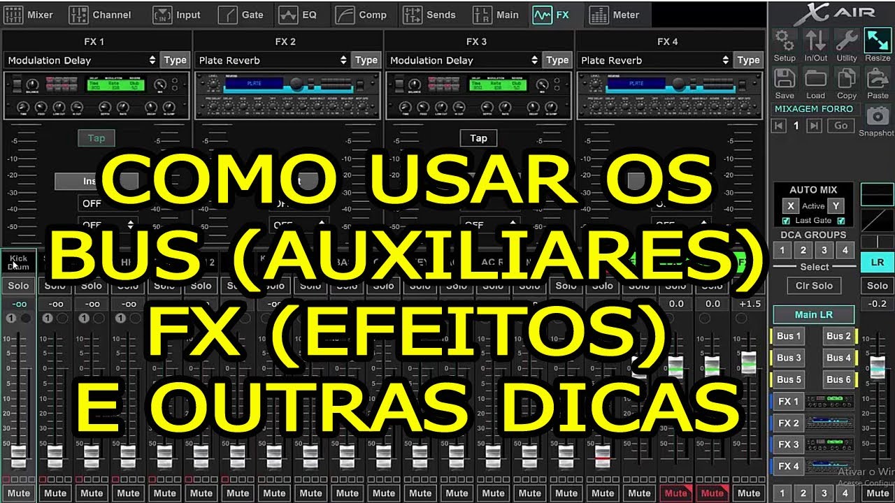 X18/XR18/XR16 XAIR BEHRINGER - Como usar BUS, FX (EFEITOS), nos canais da mesa