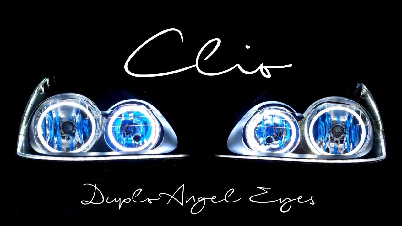 💢 CLIO 💢 Farol Personalizado Duplo Angel Eyes + Barra LED DRL Seta sequencial 🔝