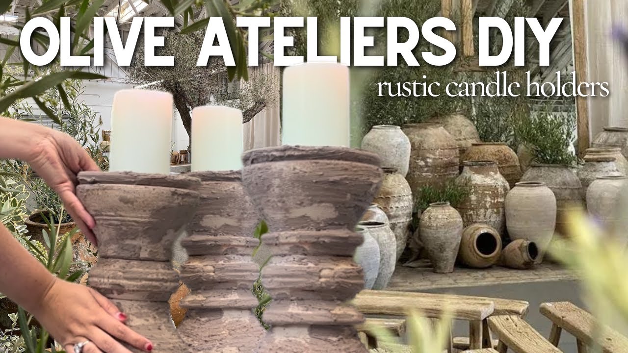 Olive Ateliers inspired DIY rustic candle holders using terracotta pots, plaster, paint and TEA!