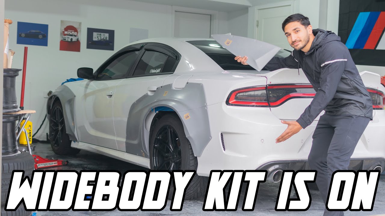 WIDEBODY KIT ON MY DODGE CHARGER! Lions Kit Install and Downstar Hardware