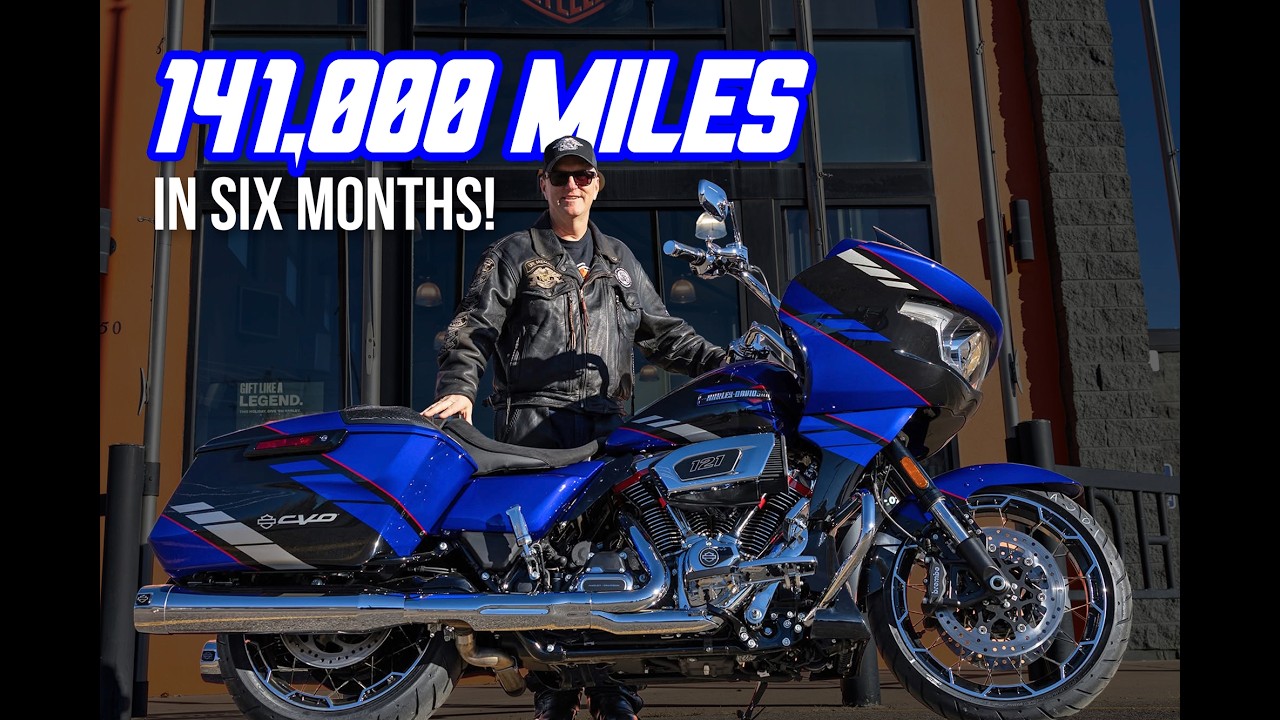 Он проехал 141 000 миль за 6 месяцев на мотоцикле Harley!