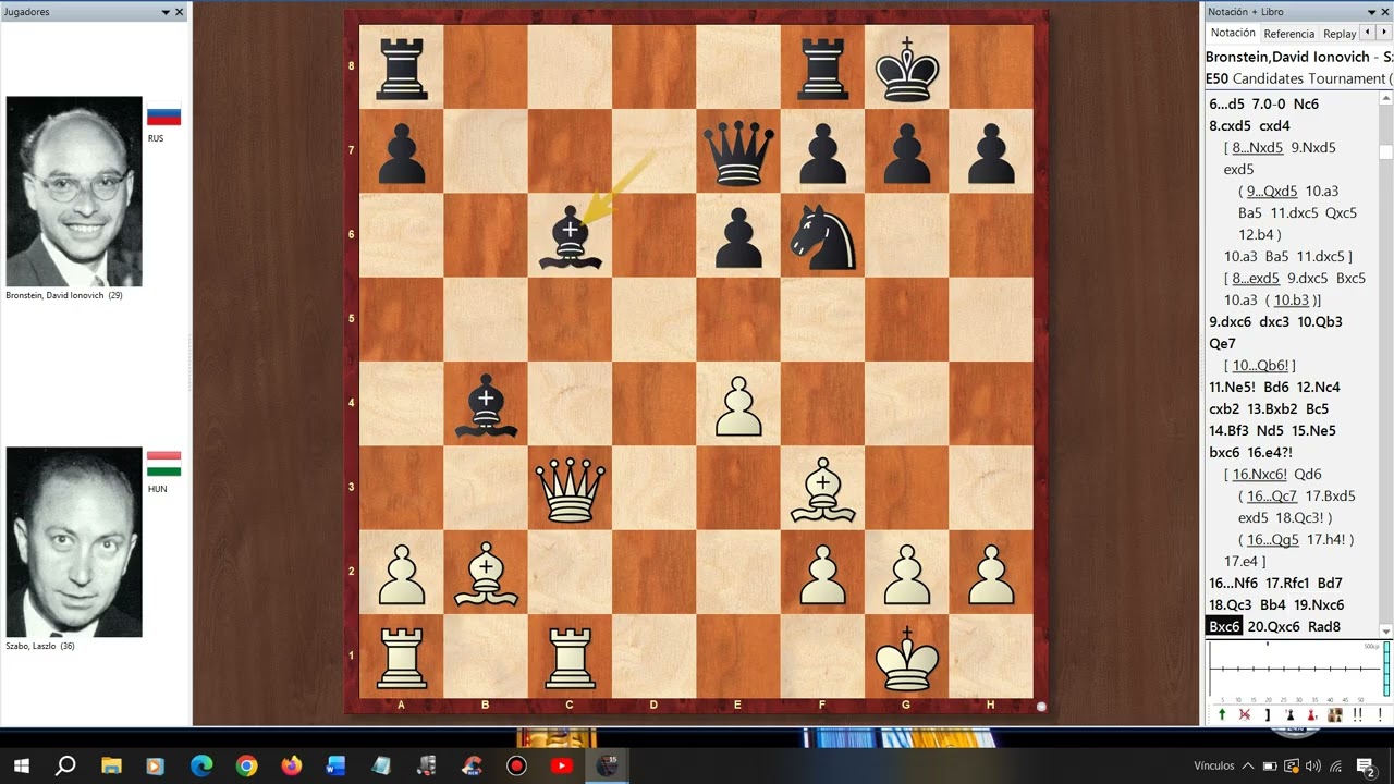 BRONSTEIN - SZABÒ. TORNEO DE CANDIDATOS, ZÙRICH 1953. RONDA 20. DEFENSA NIMZOINDIA.