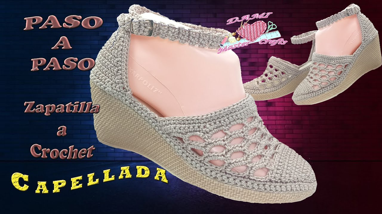 🌈 ZAPATILLA/Cuña/Plataforma tejida a CROCHET, 