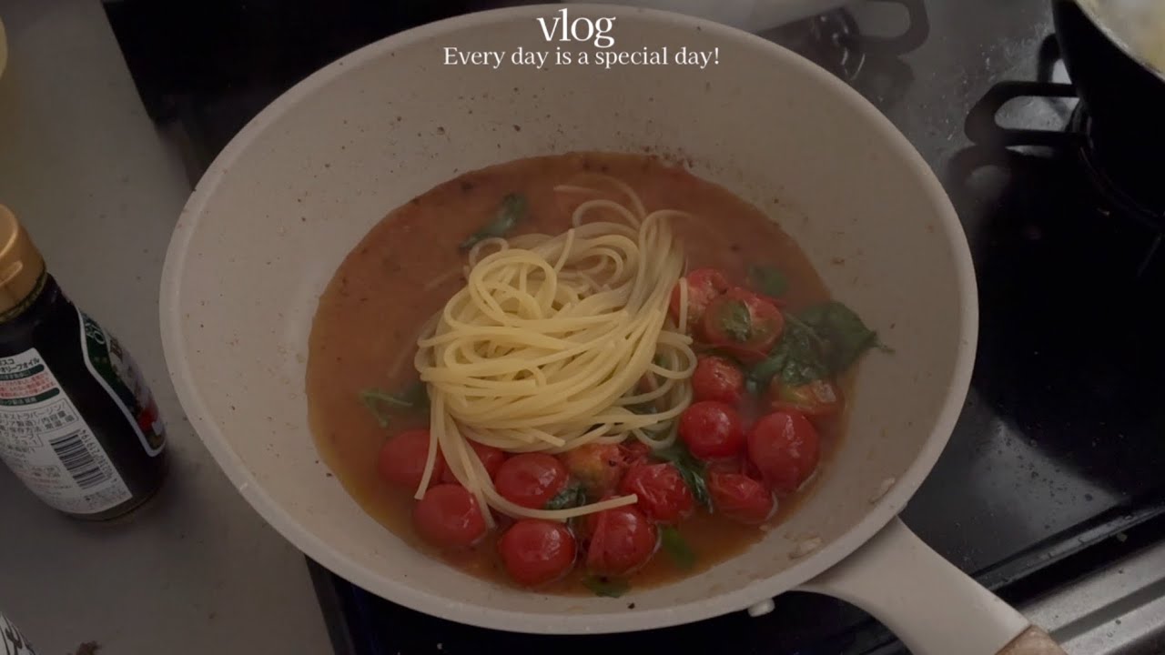 ［vlog］26歳社会人の自炊、パスタ多めの３日間の記録。スタバでプチデートして麺をゆがく毎日。