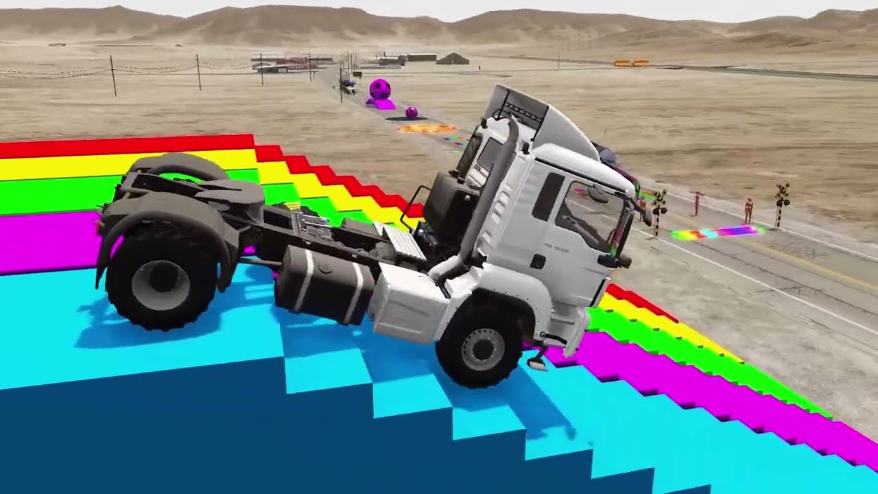 TRANSPORTING PIXAR CARS & FRUITS WITH COLORED & JOHN DEERE vs CLAAS vs TRACTORS - BeamNG.drive #962