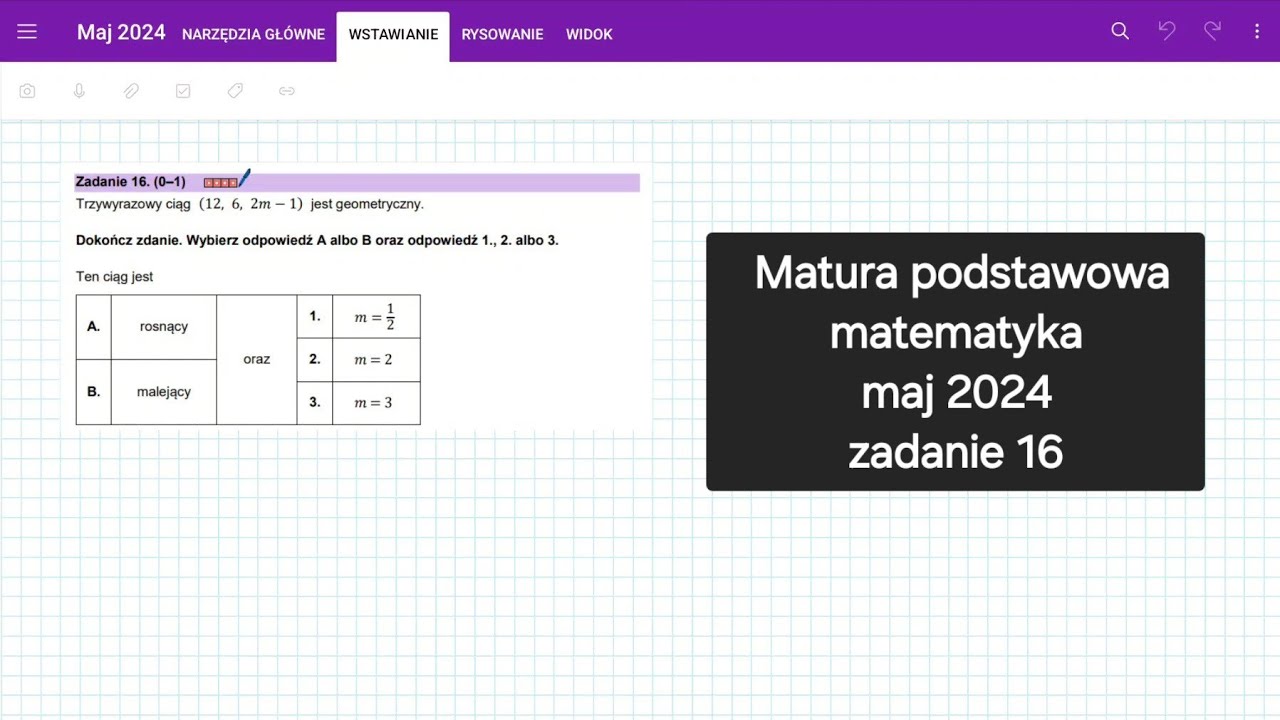 Maj 2024 - zadanie 16 - matura podstawowa matematyka