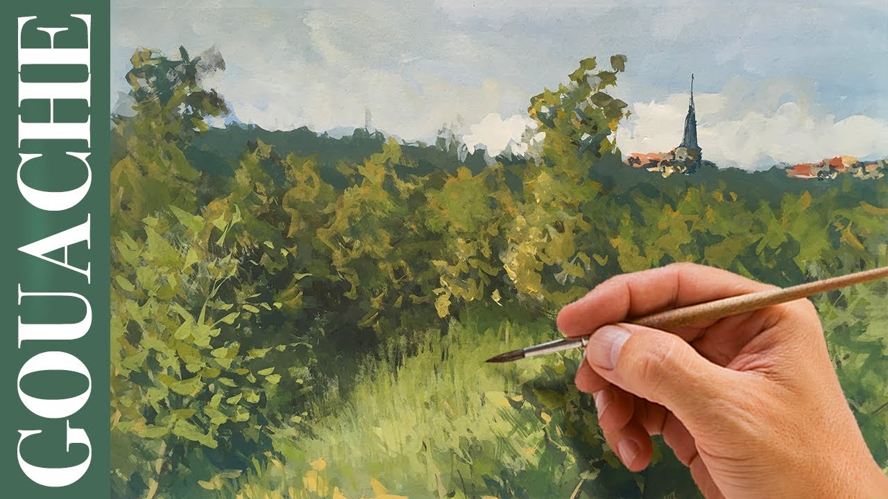 Peindre la végétation à la gouache sans faire de la purée d'épinard