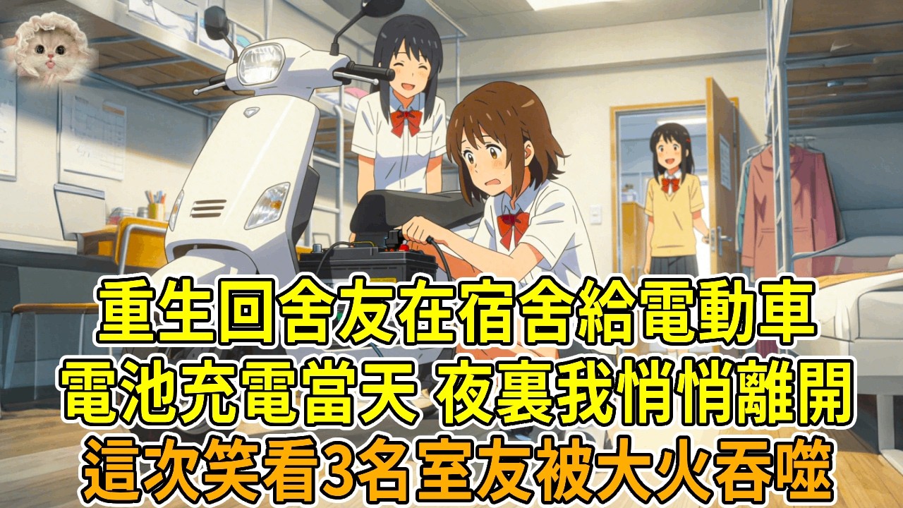 上一世，室友偷偷把電瓶帶上樓充電，半夜起了火，我全身96%燒傷，生命垂危，室友卻趁機倒打一耙，說電瓶是我帶上樓的。重生回來，我眼睜睜看著三個室友在睡夢裏被大火吞噬。