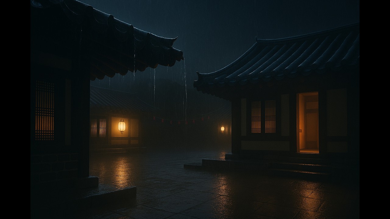雨音5時間｜韓国の伝統家屋・韓屋の静かな雨の夜 ☔ 深い眠りのための癒しの環境音