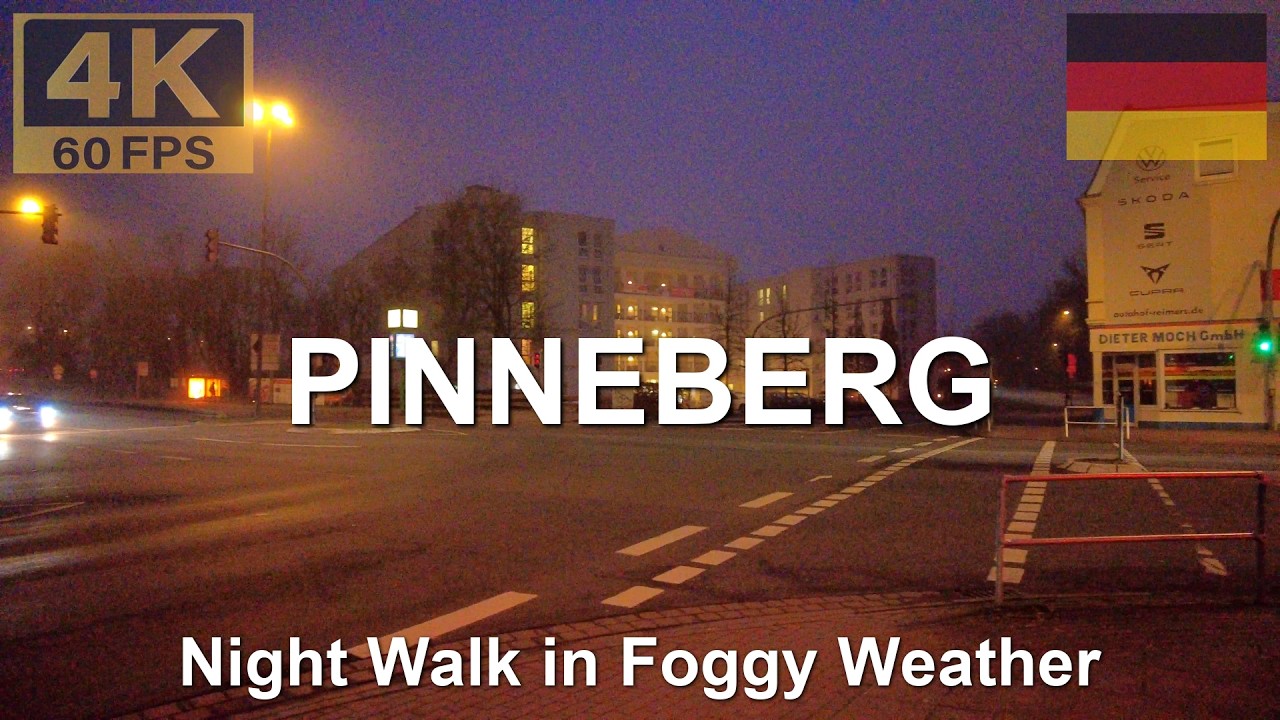 PINNEBERG, Germany 🇩🇪 in 4K | 2025 | Foggy Winter Night in Northern German Small Town