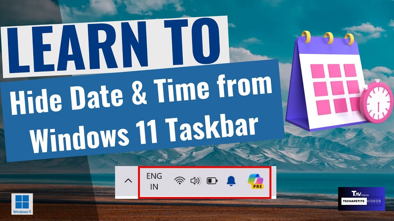 Hide Date & Time from Windows 11 Taskbar With Ease