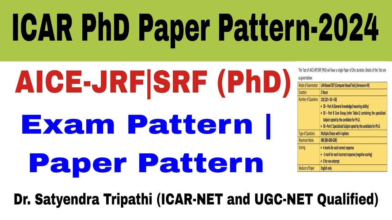 ICAR PhD Paper Pattern 2024 | ICAR AICE JRF/SRF (PhD) 2024 Paper Pattern | smartexampreparation